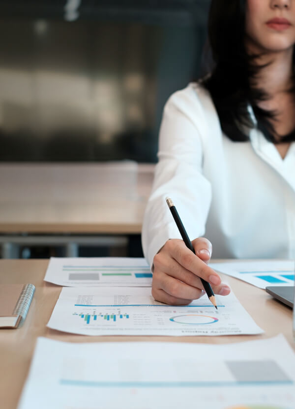 Banker working at a desk