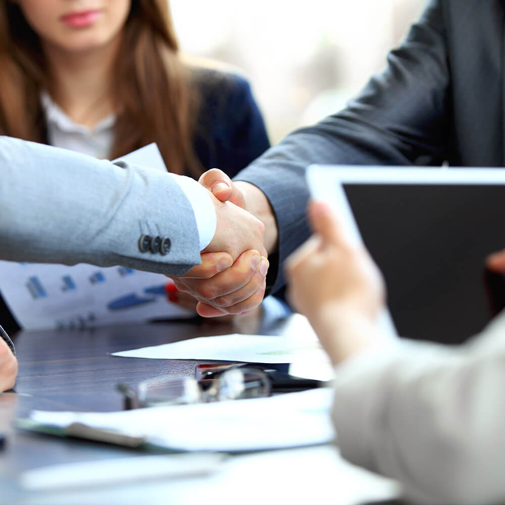 Successful business meeting sharing hands