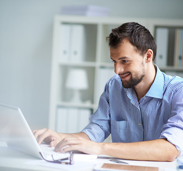 man working on computer